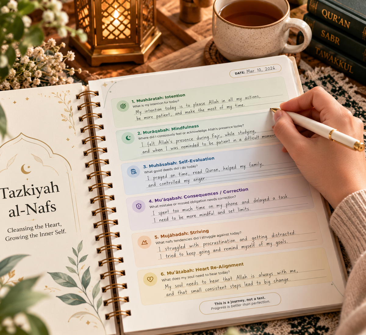 Tazkiyah al-Nafs - Guided Islamic Self-Reflection Journal for Spiritual & Personal Growth