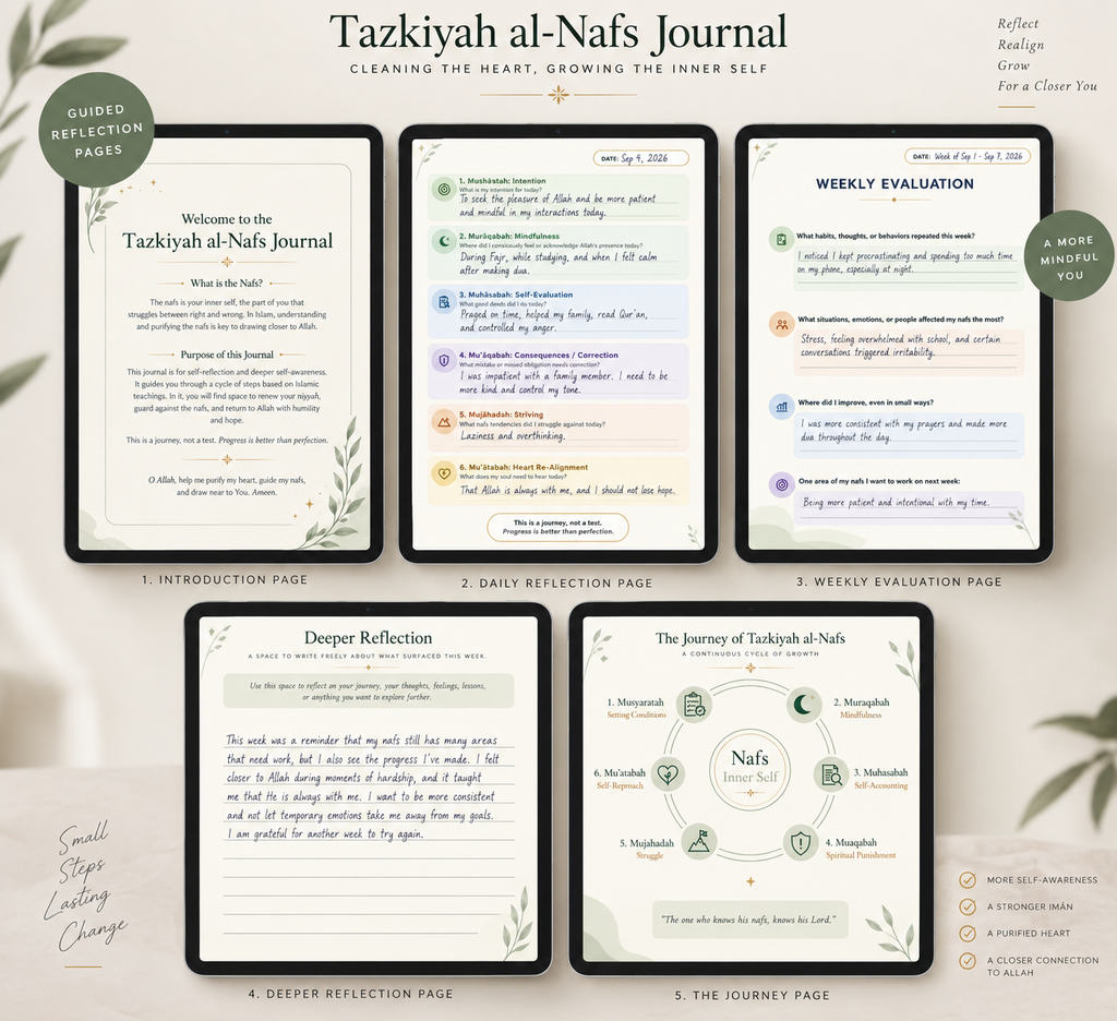 Tazkiyah al-Nafs - Guided Islamic Self-Reflection Journal for Spiritual & Personal Growth
