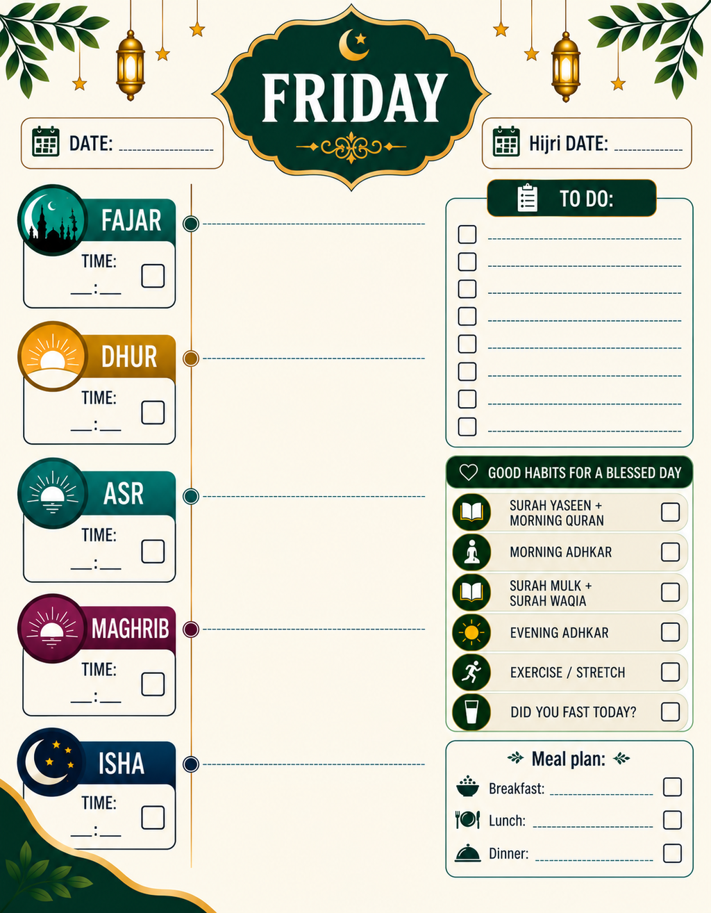 Islamic Daily Planner – Prayer-Centered Daily Planning & Productivity