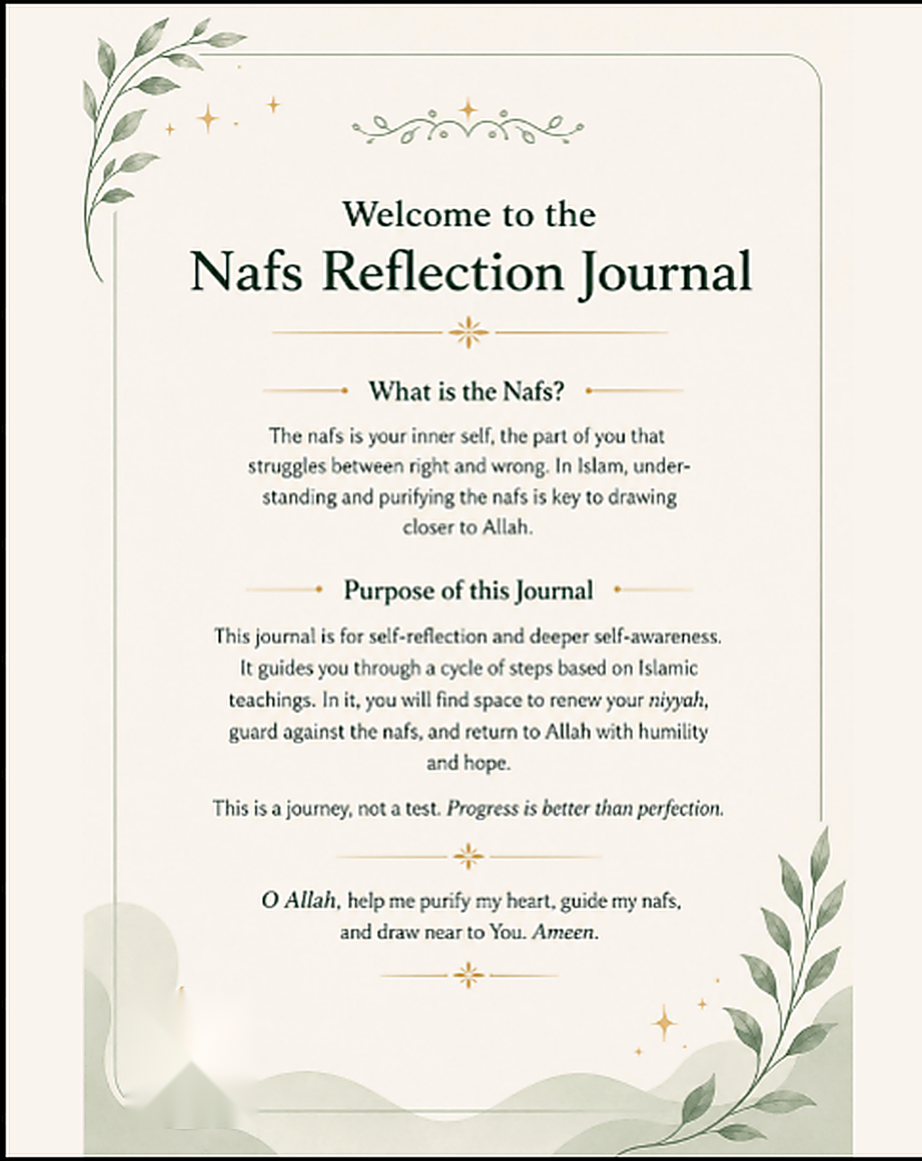 Tazkiyah al-Nafs - Guided Islamic Self-Reflection Journal for Spiritual & Personal Growth
