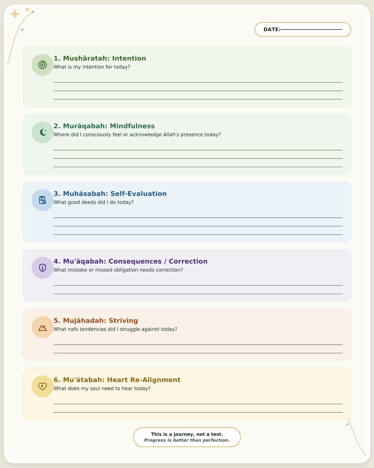Tazkiyah al-Nafs - Guided Islamic Self-Reflection Journal for Spiritual & Personal Growth